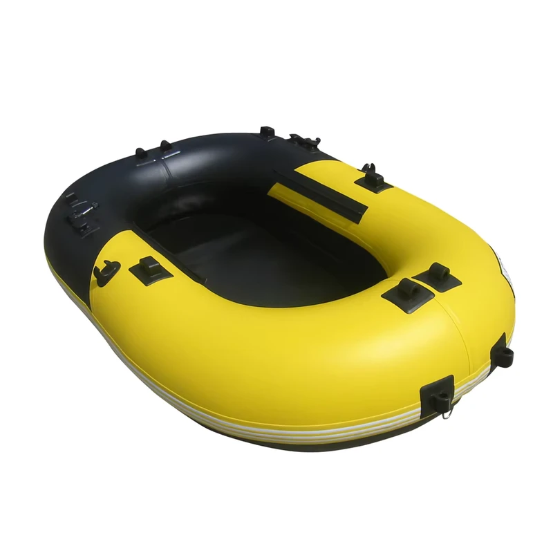 เรือยางพับได้สำหรับตกปลา แบบกำหนดเอง พื้น PVC มีที่นั่งพาย พร้อมมอเตอร์
