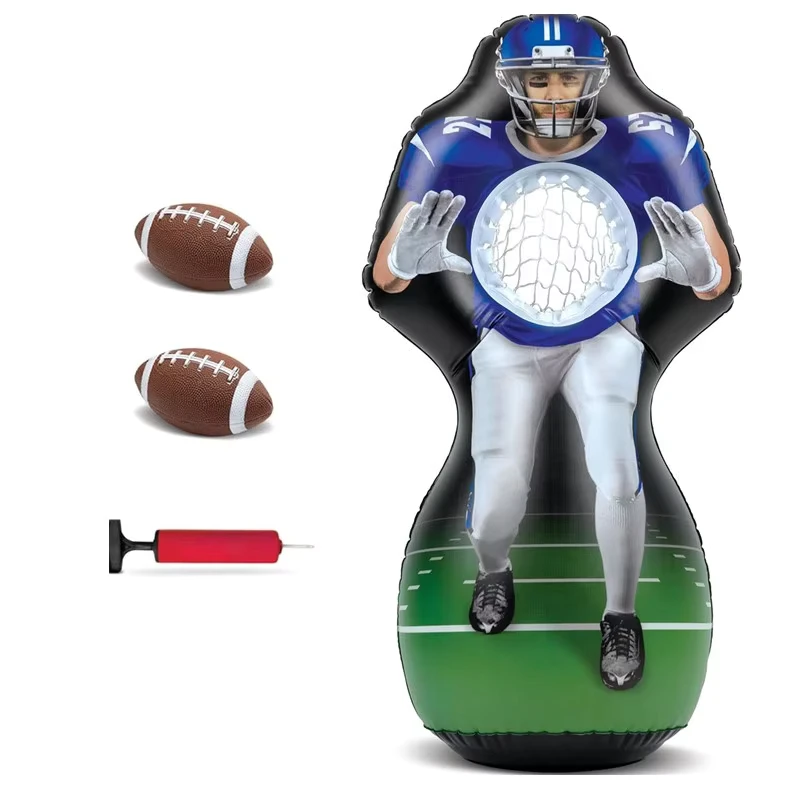 Inflatable Football Challenge Includes 2 Rubber Footballs with Air Pump Receiver Touchdown Toss Game