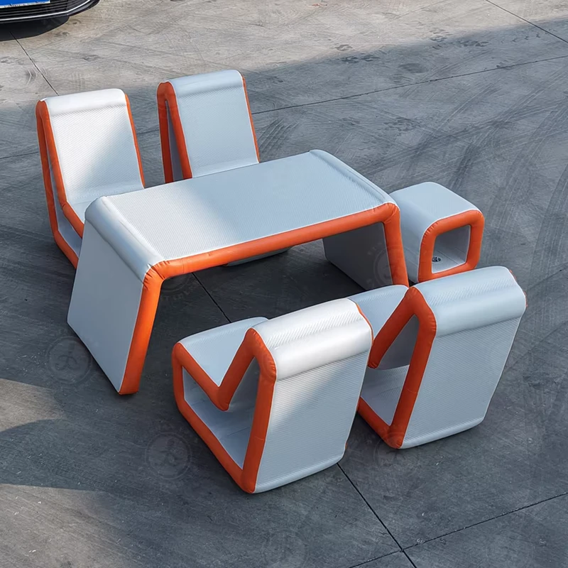 Conjunto de muebles inflables Drop Stitch, mesa inflable para exteriores, muelle flotante portátil, mesa y silla de aire