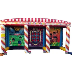 Aufblasbares Spielvergnügen Jahrmarkt 3 in 1 Spielstand für Kinderpartys Aufblasbares Karnevalsspielstand für Kinder