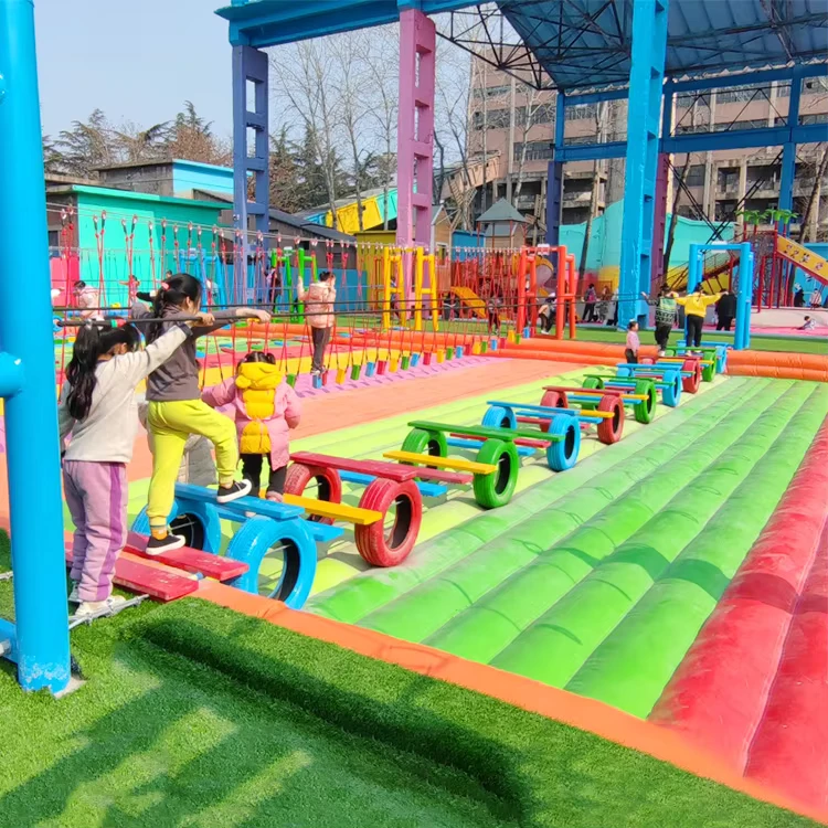 Inflatable Games Suspension Bridge Multi Field Sport Game Inflatable Obstacle Course Combo Children Park