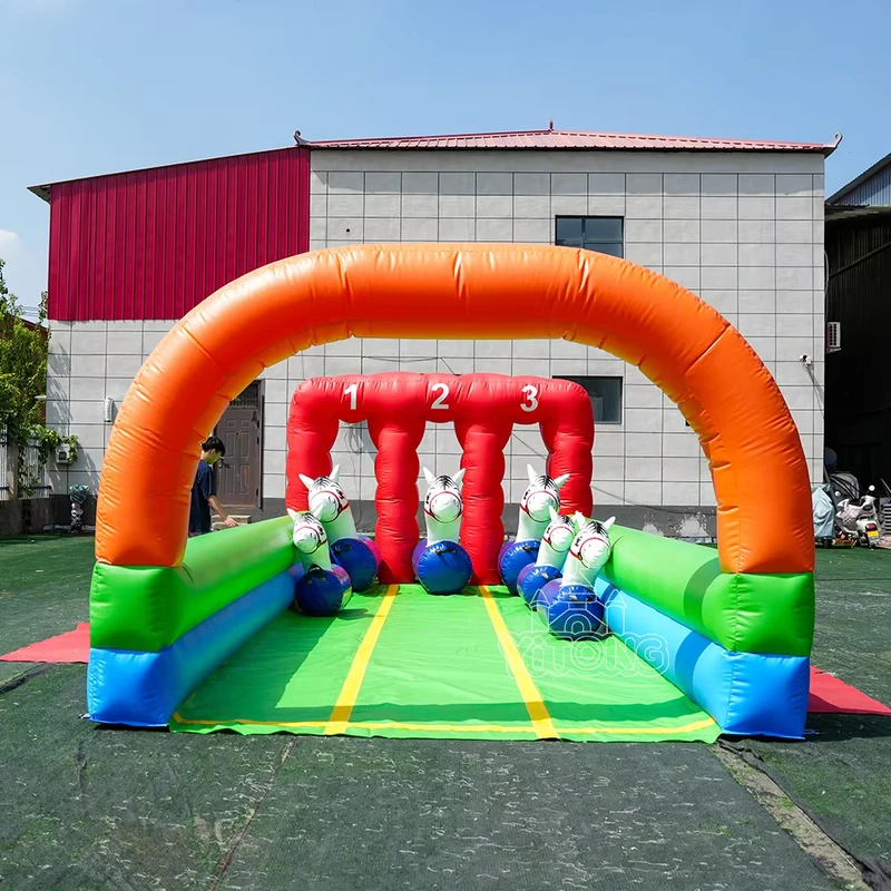 Permainan Inflatable untuk Team Building Hiburan Luar Ruangan Permainan Karnaval Balapan Kuda Inflatable untuk Acara Team Building