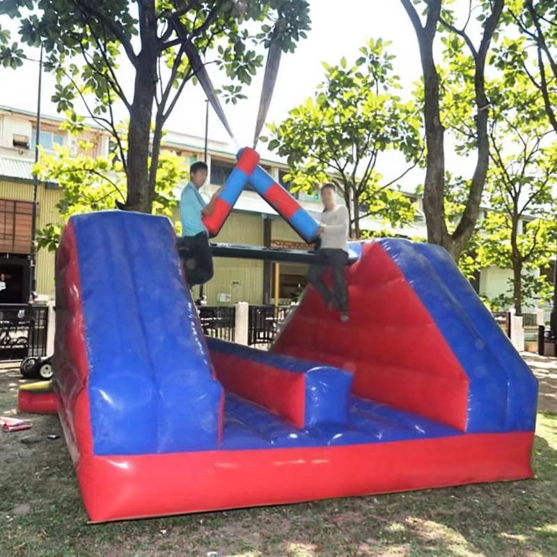 เกมกลาดิเอเตอร์ลมพร้อมไม้ต่อสู้ PVC สนามต่อสู้สำหรับการต่อสู้หมอน รวมพัดลมและชุดซ่อม