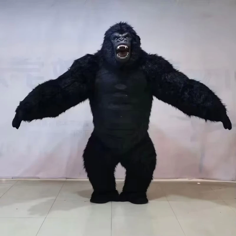Aufblasbarer Gorilla-Maskottchenkostüm Riesenplüsch Lustiger Party-Cartoon-Tiercharakter Cosplay-Helm Halloween Erwachsene