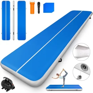 インフレータブル体操マットセット 3x1x0.1m エアフロア タンブルトラック ポンプと修理キット付き PVC 1.2mm DWF 9mm厚