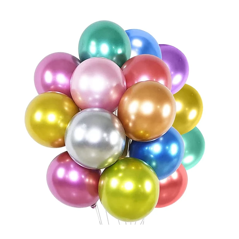 Inflatable Helium Air Helium 10 Inch Shiny Metallic Colour 100% Latex Chrome Metal Balloon Party Decoration Round Shaped Ballon