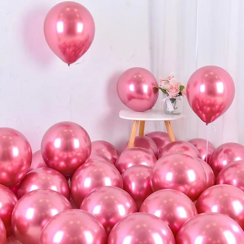 Pallone di Compleanno in Lattice Rosso Metallico Gonfiabile per Decorazioni di San Valentino