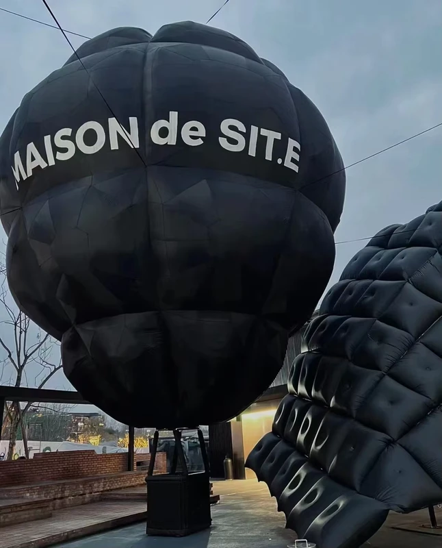 Tente gonflable en forme de montgolfière en matériau Oxford pour événements extérieurs, modèle d'arc de Noël pour promotions, expédition par voie maritime