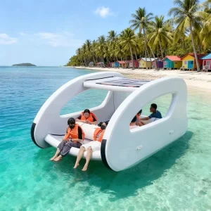 Opblaasbare Huisboot Draagbare Drijvende Drop Stitch Opblaasbare Feestboot Jacht voor Watersporten