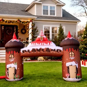 Arco Inflável de Gelado com Ventoinha Integrada, Arco Publicitário à Prova de Água para o Natal