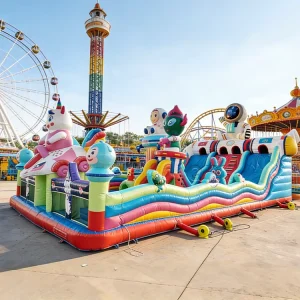 Inflatable Indoor Theme Park with Pop Obstacle Courses Bounce House