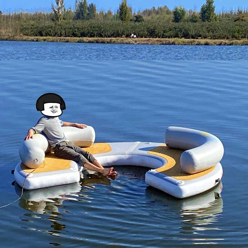 Aufblasbare Insel Marine Schwimmende Insel Wasser Spiel Party Aufblasbares Dock Zelt Aqua Bana Aufblasbare Plattform Floß