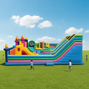 Inflatable Jumping Castle with Slide PVC Inflatable Trampoline City Park Bouncy House Moonwalk Playground for Kids and Adult