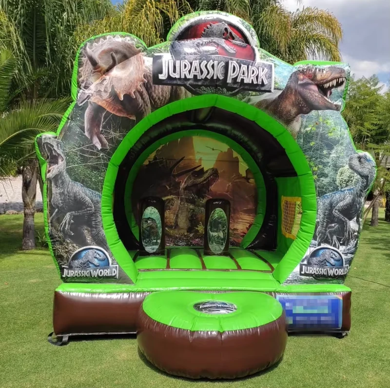 Aufblasbares Jurassic Park Thema Hüpfburg Drache Hüpfhaus Kommerzieller Hüpfkörper Aufblasbare Springer für Partys