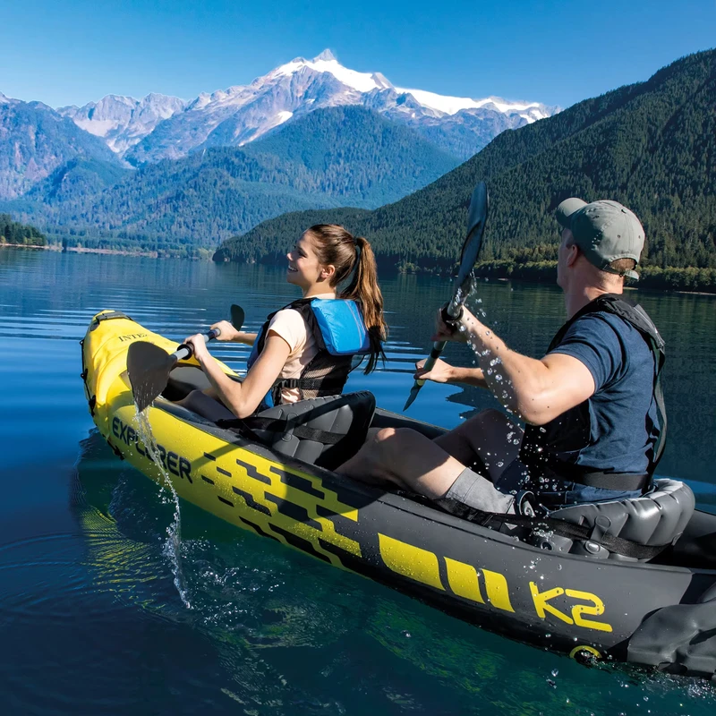 Inflatable K2 Kayak 2 Person Outboard Boat with Paddle PVC Material for Fishing & Drifting