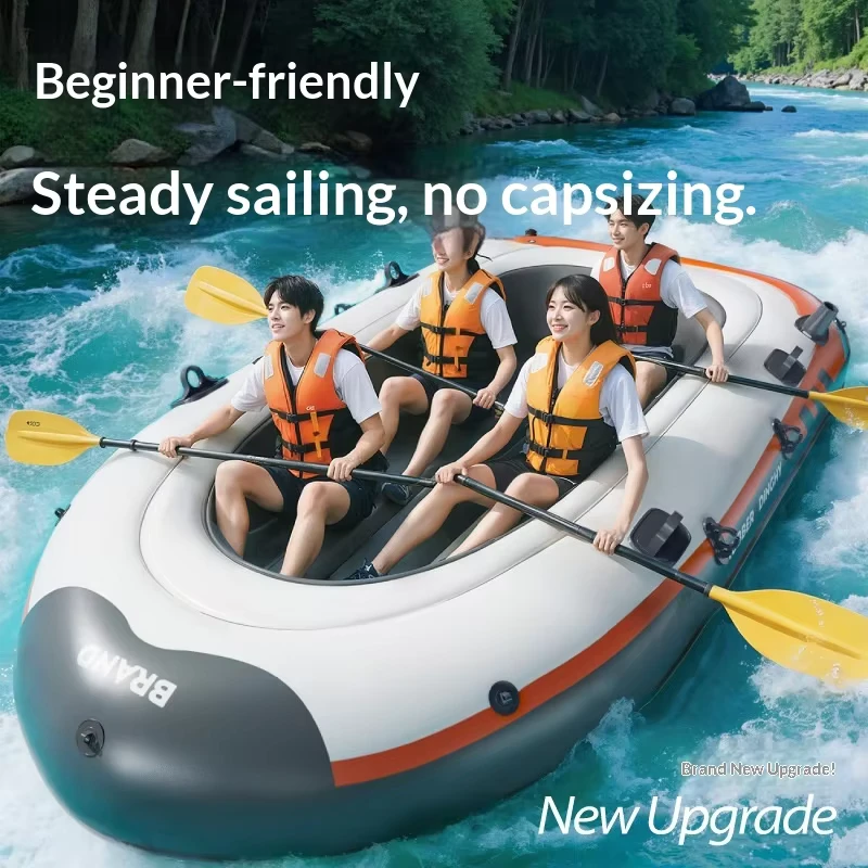 Inflatable Kayak Thickened Outdoor Family Durable High Rise Rafting Stable Drifting Surfing PVC for 4 Persons