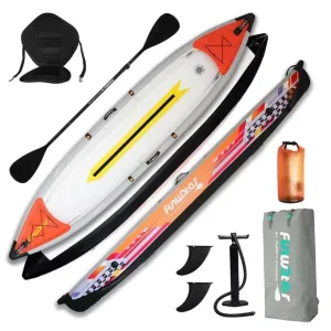 Inflatable Kayak with EVA Padded Seats and High Back Support Includes Paddles