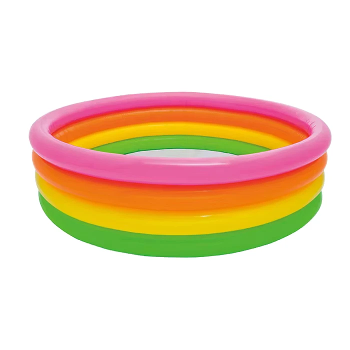 Piscina Inflável para Crianças Banheira Piscina de Verão Brincadeira na Água Banheira Brinquedo para Crianças Piscina de Natação com 4 Anéis Coloridos