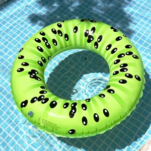 Inflatable Kiwi & Watermelon Swim Ring Thickened PVC with Handle for Kids & Adults Ideal for Summer Pool Water Fun