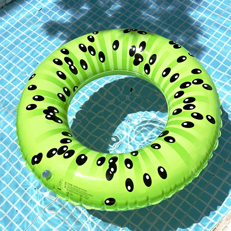 Inflatable Kiwi & Watermelon Swim Ring Thickened PVC with Handle for Kids & Adults Ideal for Summer Pool Water Fun