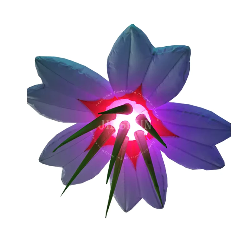 Luzes LED Infláveis em Forma de Flor - Modelo de Flor Inflável para Decoração de Casamento com Rosas em Fundo de Palco