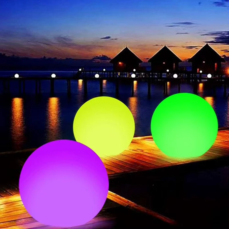 Inflatable Light up Christmas Balls PVC Remote Control LED Flashing Beach Balloons Children’s Christmas Party Supplies