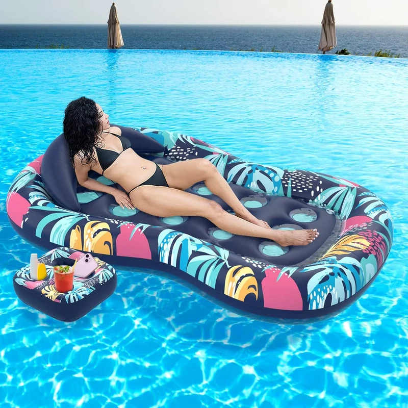 Opblaasbare Lounger Float voor Volwassenen Opblaasbare Zwembad Float met Drinkhouder Grote Lounger