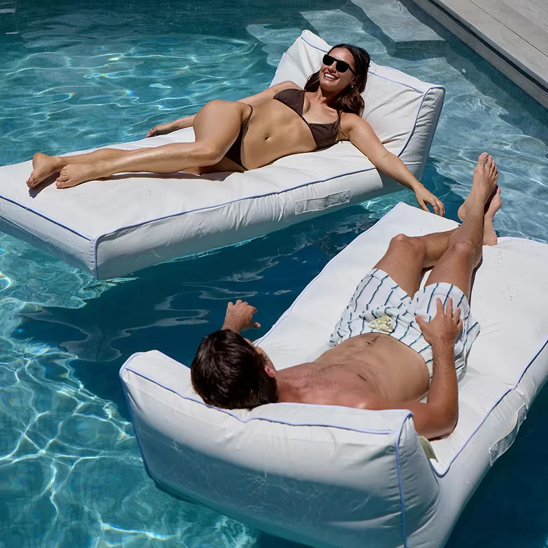 Inflatable Lounger Removable Fabric Cover Water Beach Grass Floating Chair Pool Sofa Pool Float