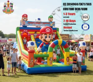 Inflatable Mario Slide Bouncer Combo Jumping Castles Slide Mario Bounce House Inflatable Playground Outdoor For Kids