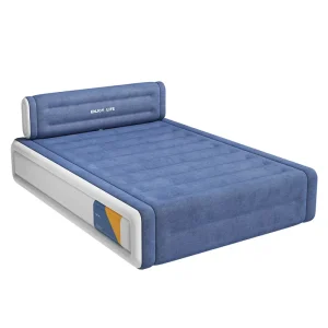 Inflatable Mattress Flocked Finish Double Size Elevated Home Air Bed Outdoor Foldable Single Person Fully Automatic Inflatable