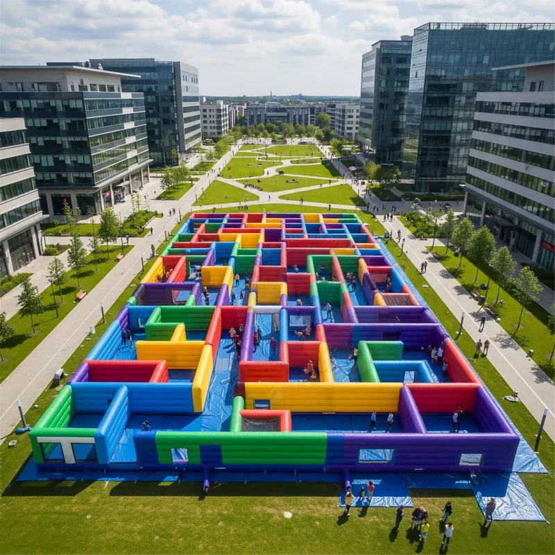 Labirinto Inflável Diversão ao Ar Livre Parque de Diversões Inflável Gigante Combo Personalizado Aluguer de Parque Temático