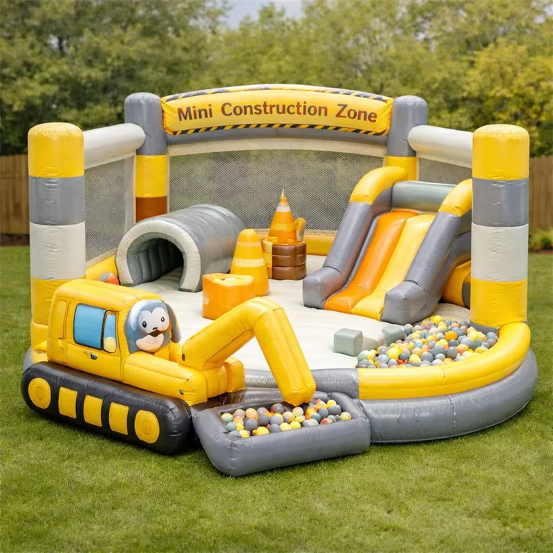 Aufblasbare Mini-Spielplatz Baustelle Hüpfburg Combo mit CE TUV-zertifiziertem 0.55mm PVC-Material für kommerzielle Nutzung