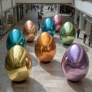 Inflatable Mirror Easter Eggs Metallic Shiny Disco Balloons Giant PVC Floating Sphere Event Decoration Party Props