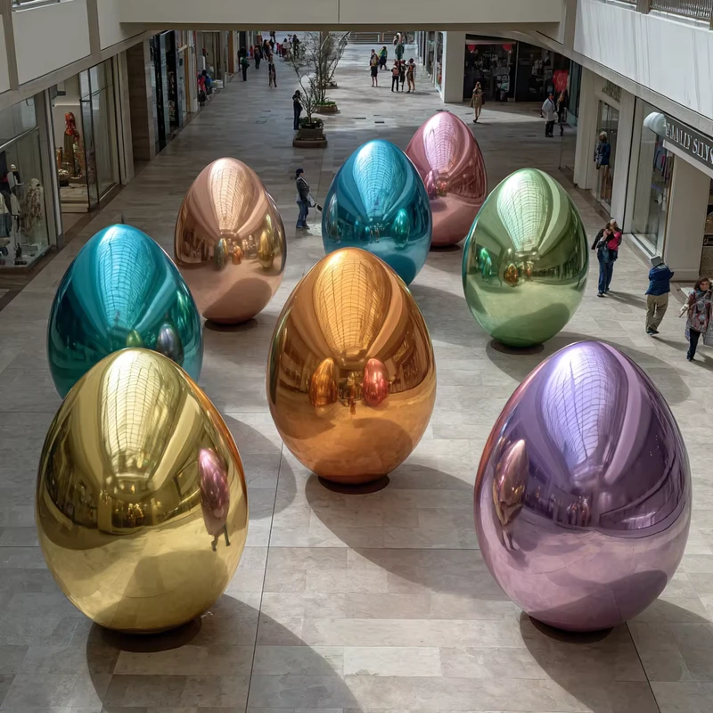 Uova di Pasqua Inflabili a Specchio Palloni Disco Metallici Giganti Sfera Fluttuante PVC Decorazione per Eventi Accessori per Feste