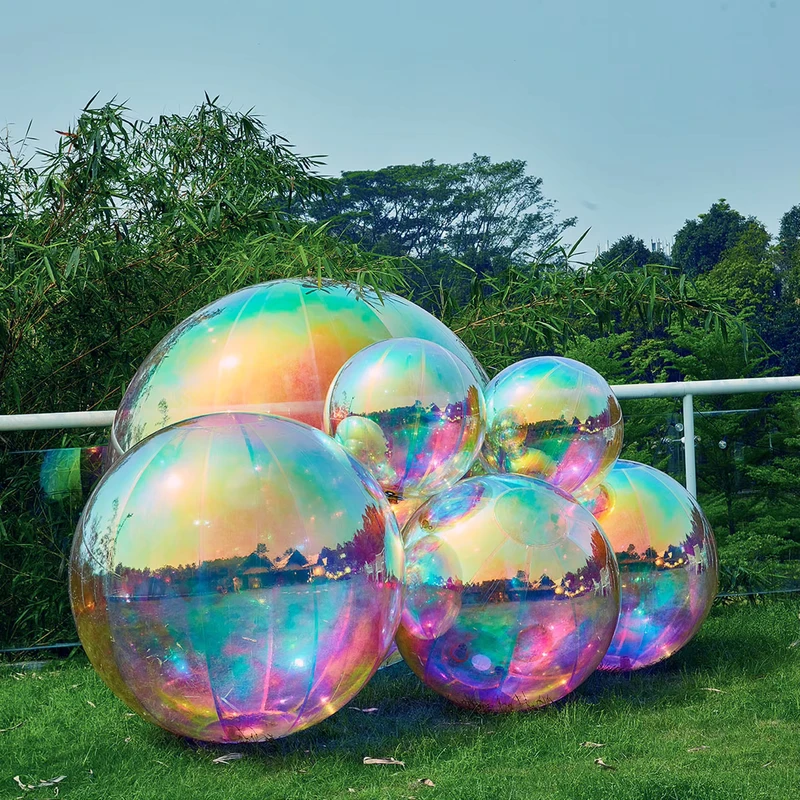 Inflatable Mirror Sphere Balloon Iridescent Spheres Giant Party Wedding Party Decoration Hanging Wedding Event Decor PVC Ball