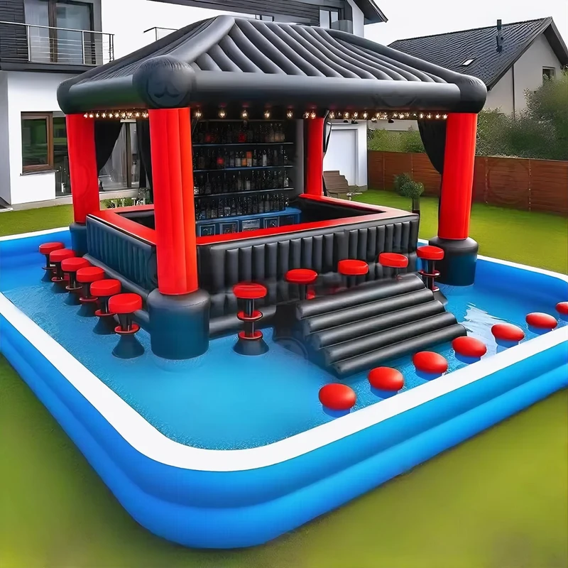 Barra de fiesta inflable móvil, plataforma de ocio, barra de agua, pub inflable