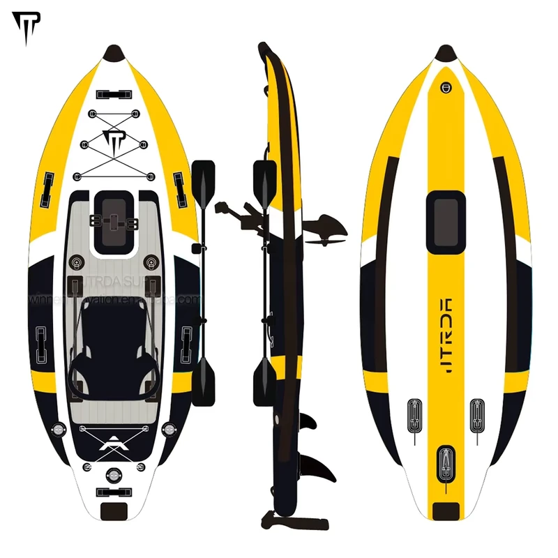 Kayak de Pesca Inflable Modular de Pedales para 1 Persona Material Drop Stitch