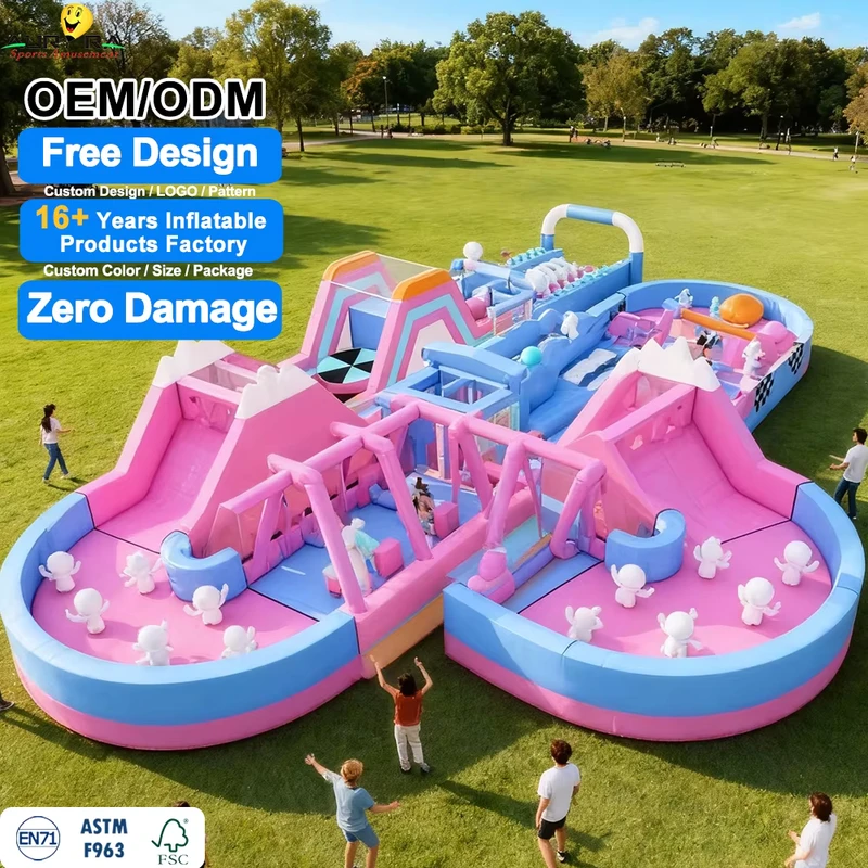 Curso de obstáculos inflable para adultos, carrera de obstáculos inflable, juego deportivo