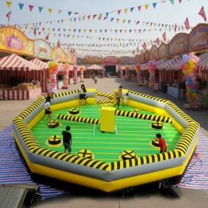 Aufblasbarer Hindernisparcours Freizeitpark Aufblasbares Wipeout Meltdown-Spiel Ventas Juegos Inflables Letzter Überlebender Spiel