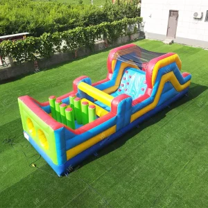 Inflatable Obstacle Course Bounce House with Slide Carnival Game