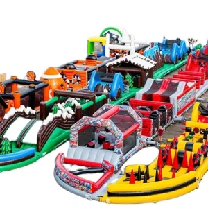 Inflatable Obstacle Course Lands Outdoor Amusement Park for Kids PVC Material CE Certified 3 Year Warranty Max Capacity 50