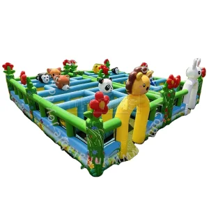 Inflatable Obstacle Course Maze Game Portable Nylon 13×12.8×4.2m Size 10 Person Capacity Outdoor Use