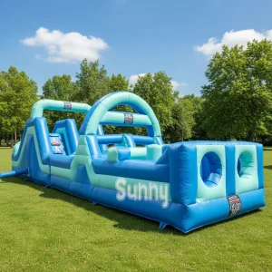 Inflatable Obstacle Course Ocean Theme Blue Adults Inflatable Bouncy Castle Obstacle Course Kids Sports Combo