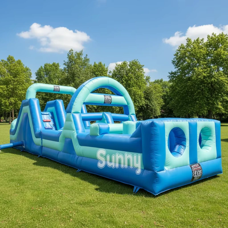 Inflatable Obstacle Course Ocean Theme Blue Adults Inflatable Bouncy Castle Obstacle Course Kids Sports Combo