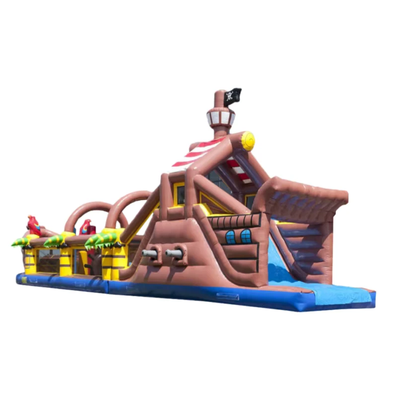 Parcours d'obstacles gonflable extérieur, parcours d'obstacles en forme de navire pirate