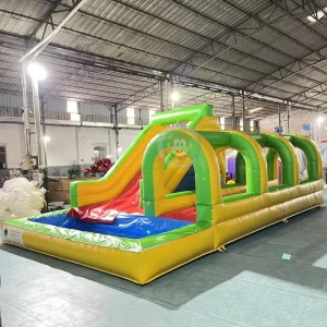Inflatable Obstacle Course with Slide Commercial Bouncing Obstacle Game Inflatable