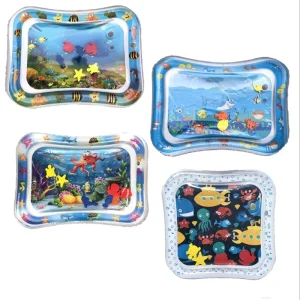 Inflatable Outdoor Toys for Baby Sea Themed Water Play Mat with Animal Toy Blow Up Infant Water Activity Mat