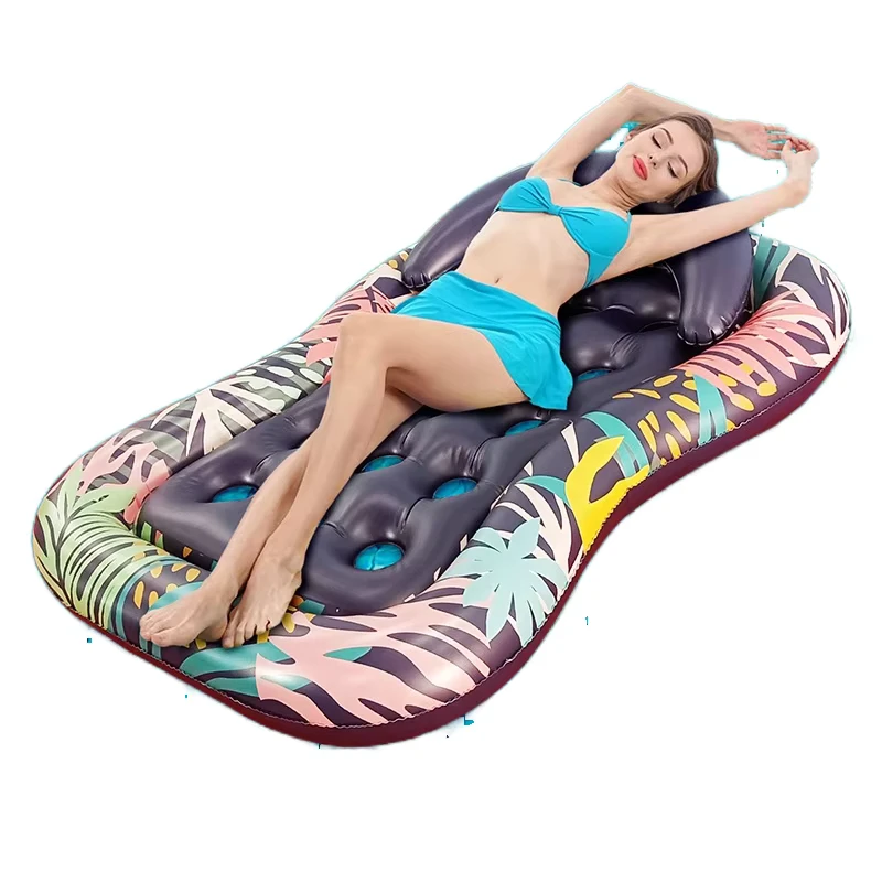 Matras Air PVC Inflatable untuk Berjemur Dewasa, Lounge Mengapung, Rak untuk Kolam Renang