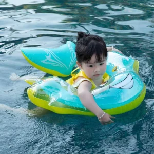 Inflatable PVC Baby & Toddler Swimming Ring with Sunshade Belly Float & Underarm Support