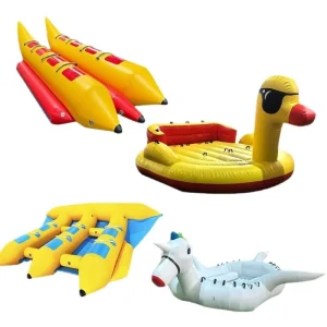 เรือกล้วยเป่าลม PVC HT-05 ปลาโลมาใหญ่สีเหลือง ยูนิคอร์น สำหรับกีฬาผาดโผนกลางแจ้ง